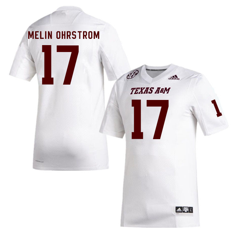 Men #17 Theo Melin Ohrstrom Texas A&M Aggies College Football Jerseys Stitched Sale-White